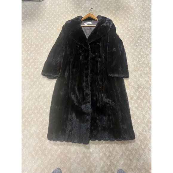 Vintage Del Ann's Dallas Dark Ranch Mink Fur Coat Jacket Full Length Large M/L - Picture 3 of 4